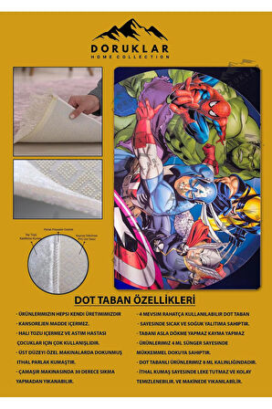 Kaymaz Taban Yıkanabilir Marvel Desenli Çocuk Halısı