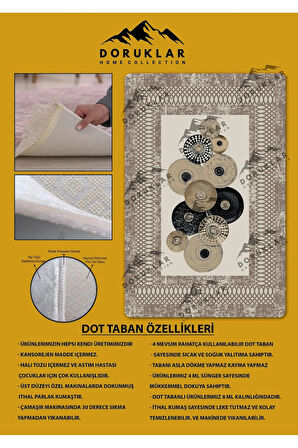 Kaymaz Taban Yıkanabilir Dijital Baskı Çerçeveli Desenli Halı
