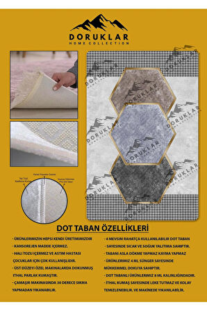Kaymaz Taban Yıkanabilir Dijital Baskı Altıgen Desenli Halı