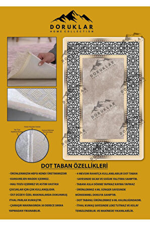 Kaymaz Taban Yıkanabilir Dijital Baskı Çerçeveli Örüntü Desenli Halı