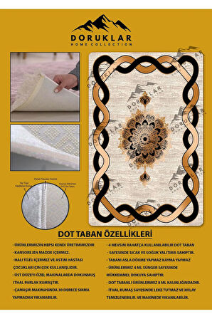 Kaymaz Taban Yıkanabilir Dijital Baskı Çizgili Ortası Desenli Halı