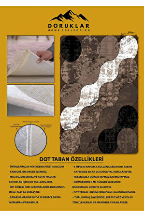 Kaymaz Taban Yıkanabilir Dijital Baskı Geometrik Desenli Halı