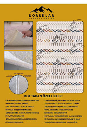 Kilim Desenli Kaymaz Tabanlı Yıkanabilir Leke Tutmaz Dot Taban Halı