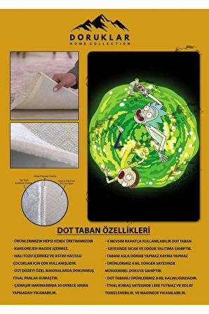 Kaymaz Taban Makinede Yıkanabilir Rick And Morty Desenli Çocuk Halısı