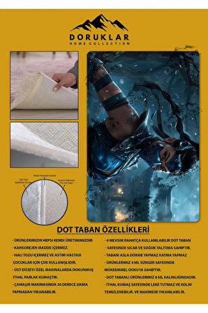 Kaymaz Taban Makinede Yıkanabilir Kitana Desenli Çocuk Halısı