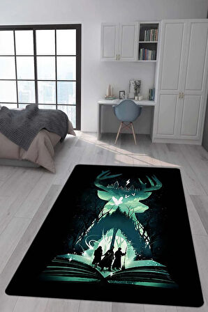 Kaymaz Taban Makinada Yıkanabilir Harry Potter Desenli Çocuk Halısı