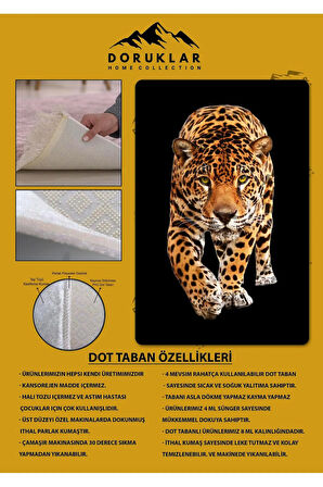 Kaymaz Tabanlı Makinede Yıkanabilir Dijital Baskı Kaplan Leopar Desenli Dot Taban Halı