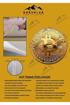 Kaymaz Tabanlı Makinede Yıkanabilir Dijital Baskı Bitcoin Desenli Dot Taban Halı
