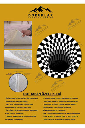 Kaymaz Tabanlı Makinede Yıkanabilir Dijital Baskı 3D Desenli Dot Taban Halı