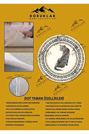Kaymaz Tabanlı Makinede Yıkanabilir Dijital Baskı Leopar Desenli Dot Taban Halı