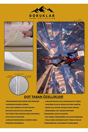 Kaymaz Taban Makinede Yıkanabilir Dijital Baskı Spiderman Desenli Çocuk Halısı