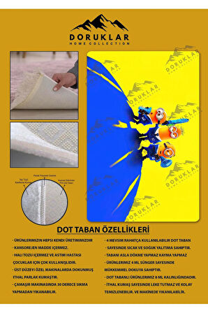Kaymaz Taban Makinada Yıkanabilir Dijital Baskı Minyon Desenli Genç Odası Halısı
