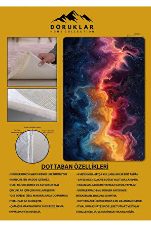 Kaymaz Taban Makinede Yıkanabilir Dijital Baskı Soyut Desenli Genç Odası Halısı