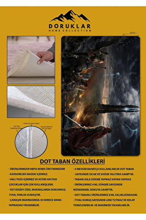 Kaymaz Taban Makinede Yıkanabilir Dijital Baskı Yüzükler Efendisi Desenli Genç Odası Halısı