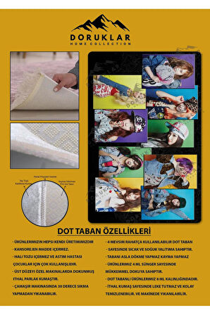 Kaymaz Taban Makinede Yıkanabilir Dijital Baskı Snsd Desenli Genç Odası Halısı