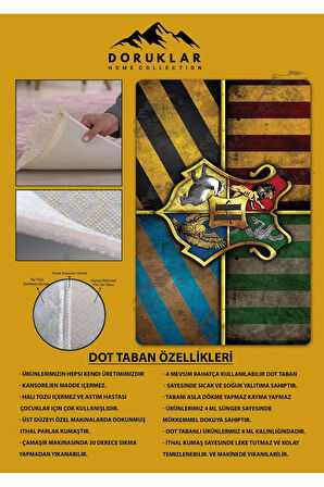 Kaymaz Taban Makinada Yıkanabilir Dijital Baskı Harry Potter Desenli Genç Odası Halısı