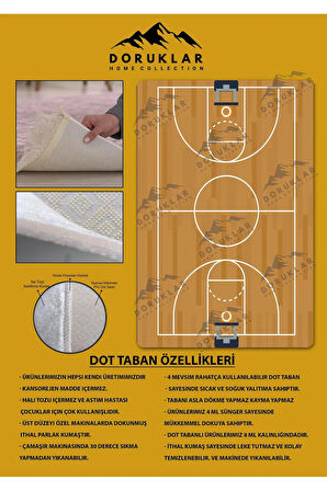 Kaymaz Taban Makinede Yıkanabilir Dijital Baskı Basketbol Desenli Genç Odası Halısı