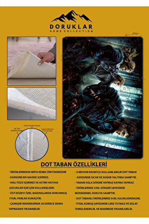 Kaymaz Taban Makinada Yıkanabilir Dijital Baskı Harry Potter Desenli Genç Odası Halısı