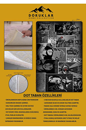 Kaymaz Taban Makinede Yıkanabilir Dijital Baskı Modern Desenli Genç Odası Halısı