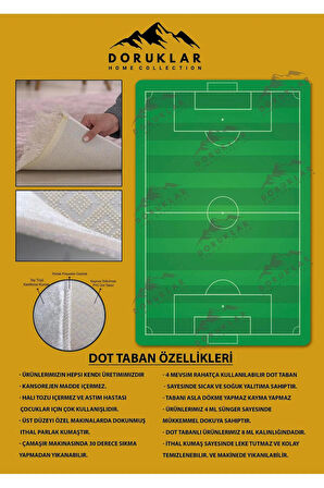Kaymaz Taban Makinada Yıkanabilir Dijital Baskı Futbol Sahası Desenli Genç Odası Halısı