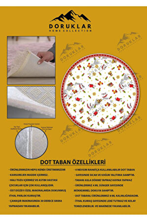 Kaymaz Taban Makinada Yıkanabilir Dijital Baskı Yılbaşı Desenli Genç Odası Halısı