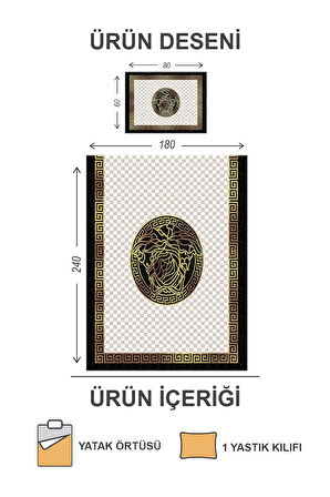 Kapitoneli Pamuk Dolgulu Kadife Kumaş Modern Desenli Premium Kalite Yatak Örtüsü Seti