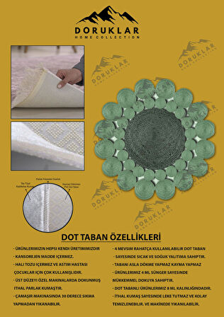 Kaymaz Taban Yıkanabilir Dijital Baskı Lazer Kesim Jüt Görünüm Hasır Desenli Dot Taban Halı