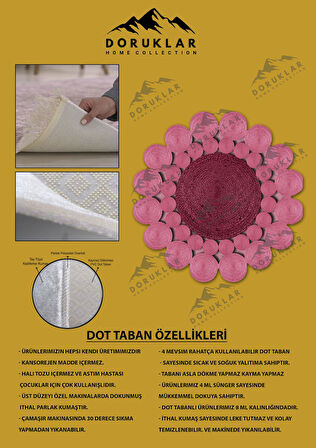 Kaymaz Taban Yıkanabilir Dijital Baskı Lazer Kesim Jüt Görünüm Hasır Desenli Dot Taban Halı