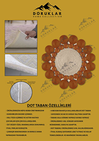 Kaymaz Taban Yıkanabilir Dijital Baskı Lazer Kesim Jüt Görünüm Hasır Desenli Dot Taban Halı