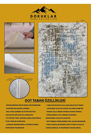 Kaymaz Taban Yıkanabilir Dijital Baskı Eskitme Desenli Salon Halısı