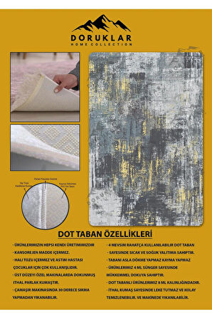 Kaymaz Taban Yıkanabilir Dijital Baskı Eskitme Desenli Salon Halısı