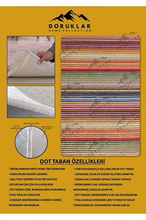 Kaymaz Tabanlı Yıkanabilir Leke Tutmaz Kilim Desenli Salon Halısı Dot Taban Halı KDH21