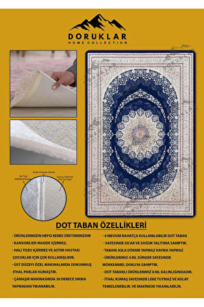 Kaymaz Tabanlı Yıkanabilir Leke Tutmaz Modern Klasik Desenli Salon Halısı Dot Taban Halı KLDH15