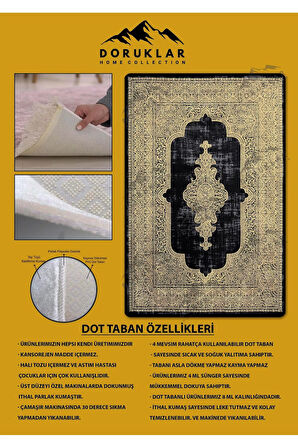 Kaymaz Tabanlı Yıkanabilir Leke Tutmaz Modern Klasik Desenli Salon Halısı Dot Taban Halı KLDH17