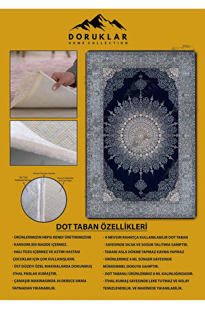 Kaymaz Tabanlı Yıkanabilir Leke Tutmaz Modern Klasik Desenli Salon Halısı Dot Taban Halı KLDH19