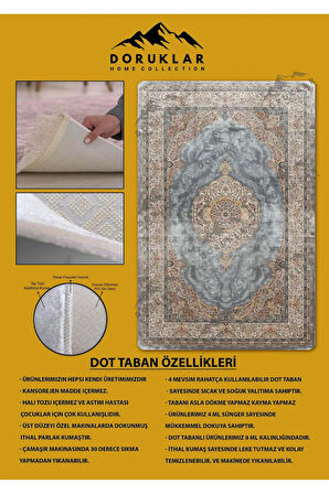 Kaymaz Tabanlı Yıkanabilir Leke Tutmaz Modern Klasik Desenli Salon Halısı Dot Taban Halı KLDH20