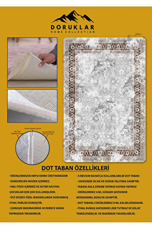 Kaymaz Tabanlı Yıkanabilir Leke Tutmaz Modern Klasik Desenli Salon Halısı Dot Taban Halı KLDH24