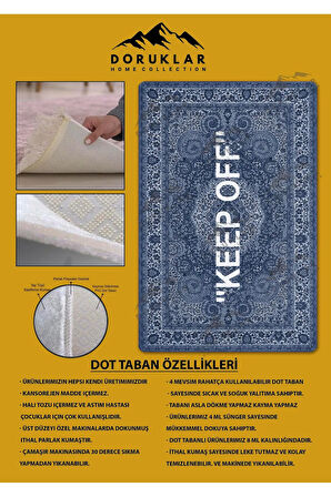 Kaymaz Tabanlı Yıkanabilir Leke Tutmaz Modern Klasik Desenli Salon Halısı Dot Taban Halı KLDH27