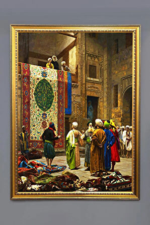 Gold Çerçeveli Halı Satıcısı Tablosu Portresi 50x70CM