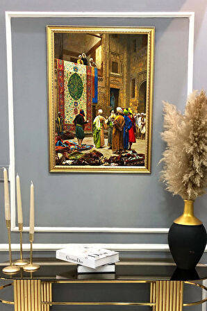Gold Çerçeveli Halı Satıcısı Tablosu Portresi 50x70CM