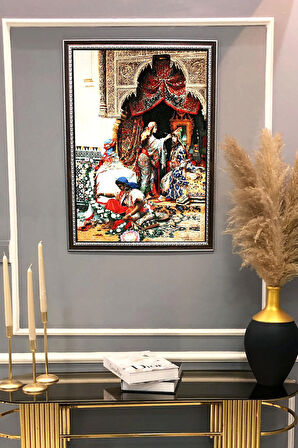 Gold Çerçeveli Düğüne Hazırlık Tablosu Portresi 50x70CM
