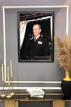 Gold Çerçeveli Atatürk Tablosu Portresi 50x70CM
