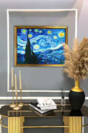 Gold Çerçeveli Van Gogh Yıldız Işığı Tablosu Portresi 50x70CM