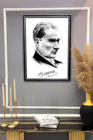 Dekoratif Atatürk Portresi Desenli Modern Tablo 50x70 CM