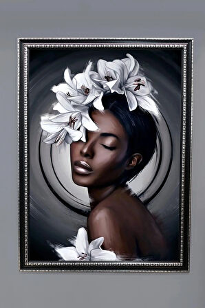 Dekoratif Afrikalı Kadın Desenli Modern Tablo 50x70 CM