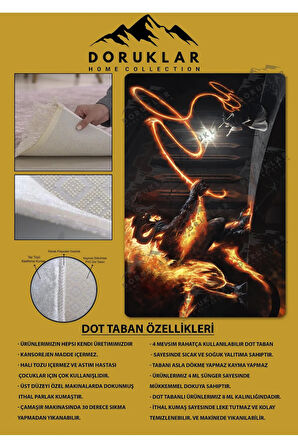 Kaymaz Taban Makinede Yıkanabilir Dijital Baskı Balrog Ve Gandalf Desenli Genç Ve Çocuk Odası Halısı