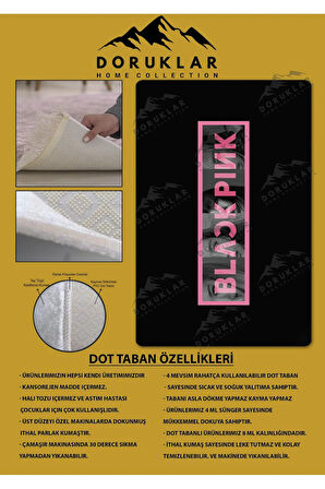 Kaymaz Taban Makinede Yıkanabilir Dijital Baskı Blackpink Desenli Genç Ve Çocuk Odası Halısı