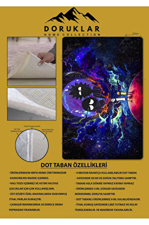 Kaymaz Taban Makinede Yıkanabilir Dijital Baskı Rick And Morty Desenli Genç Ve Çocuk Odası Halısı