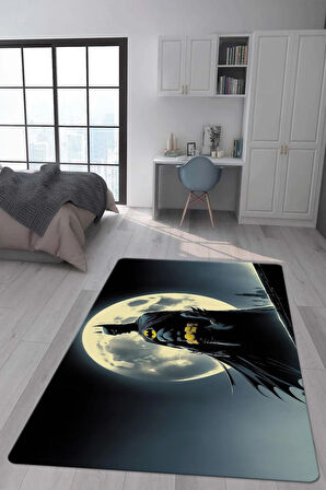 Kaymaz Taban Makinede Yıkanabilir Dijital Baskı Batman Desenli Genç Ve Çocuk Odası Halısı