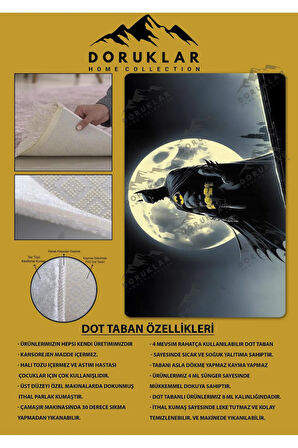 Kaymaz Taban Makinede Yıkanabilir Dijital Baskı Batman Desenli Genç Ve Çocuk Odası Halısı